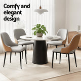 Artiss 4x Dining Chairs Hollow PU Leather Kitchen Lounge Cafe Accent Chair Grey - 45-Degree Angle