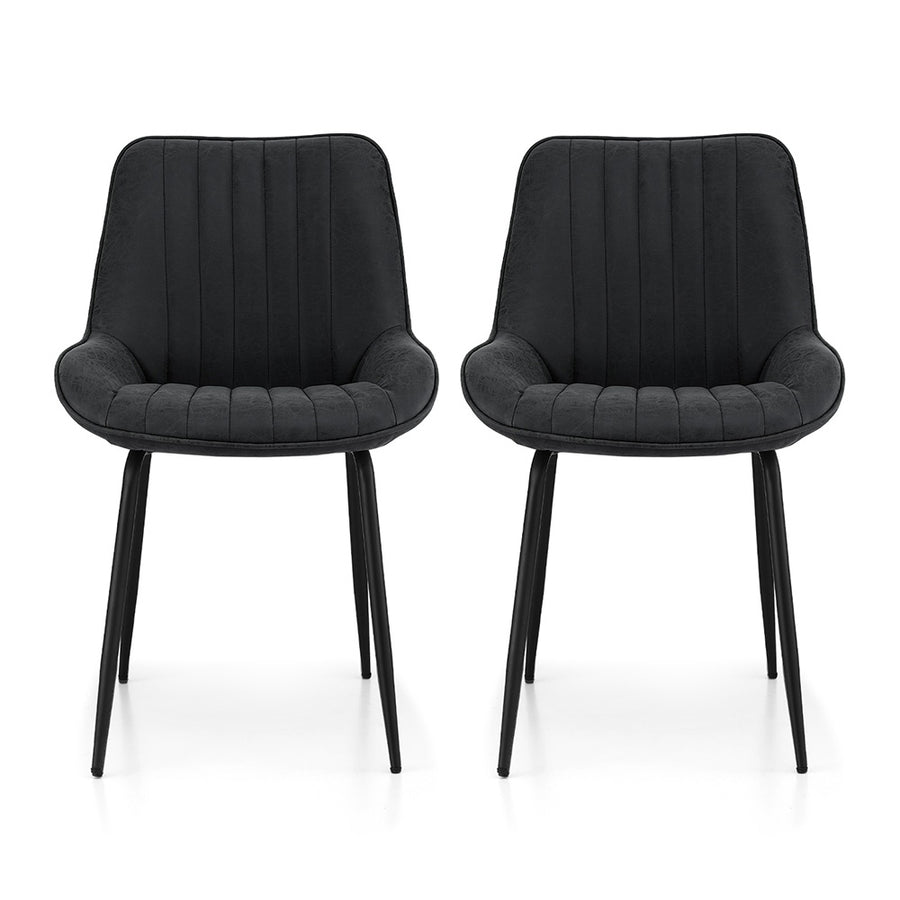 Artiss 2x Dining Chairs Retro PU Leather Kitchen Lounge Cafe Accent Chair Black