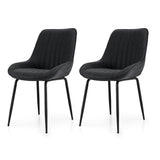 Artiss 2x Dining Chairs Retro PU Leather Kitchen Lounge Cafe Accent Chair Black - Side View