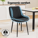 Artiss 2x Dining Chairs Retro PU Leather Kitchen Lounge Cafe Accent Chair Black