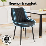Artiss 2x Dining Chairs Retro PU Leather Kitchen Lounge Cafe Accent Chair Black - Top-Down View