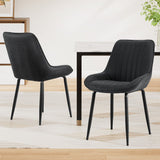 Artiss 2x Dining Chairs Retro PU Leather Kitchen Lounge Cafe Accent Chair Black - Close-Up Angle