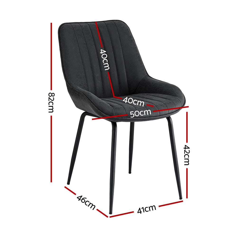 Artiss 4x Dining Chairs Retro PU Leather Kitchen Lounge Cafe Accent Chair Black