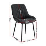 Artiss 4x Dining Chairs Retro PU Leather Kitchen Lounge Cafe Accent Chair Black - Front View