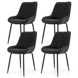 Artiss 4x Dining Chairs Retro PU Leather Kitchen Lounge Cafe Accent Chair Black - Side View