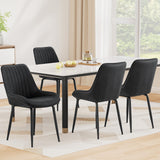 Artiss 4x Dining Chairs Retro PU Leather Kitchen Lounge Cafe Accent Chair Black - Close-Up Angle