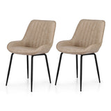 Artiss 2x Dining Chairs Retro PU Leather Kitchen Lounge Cafe Accent Chair Khaki - Side View