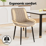 Artiss 2x Dining Chairs Retro PU Leather Kitchen Lounge Cafe Accent Chair Khaki - Top-Down View