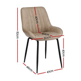 Artiss 4x Dining Chairs Retro PU Leather Kitchen Lounge Cafe Accent Chair Khaki - Front View