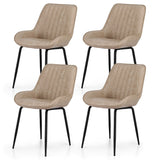 Artiss 4x Dining Chairs Retro PU Leather Kitchen Lounge Cafe Accent Chair Khaki - Side View