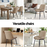 Artiss 4x Dining Chairs Retro PU Leather Kitchen Lounge Cafe Accent Chair Khaki - 45-Degree Angle