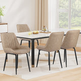Artiss 4x Dining Chairs Retro PU Leather Kitchen Lounge Cafe Accent Chair Khaki - Close-Up Angle
