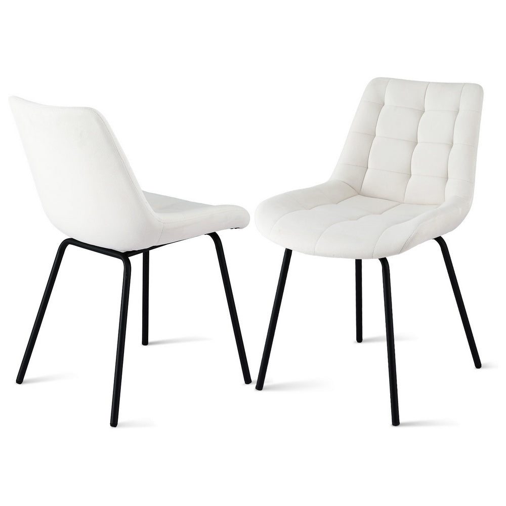 Artiss 2x Dining Chairs Velvet Tufted Kitchen Lounge Cafe Accent Chair Beige