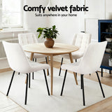 Artiss 2x Dining Chairs Velvet Tufted Kitchen Lounge Cafe Accent Chair Beige - 45-Degree Angle