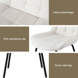 Artiss 2x Dining Chairs Velvet Tufted Kitchen Lounge Cafe Accent Chair Beige - Rear View