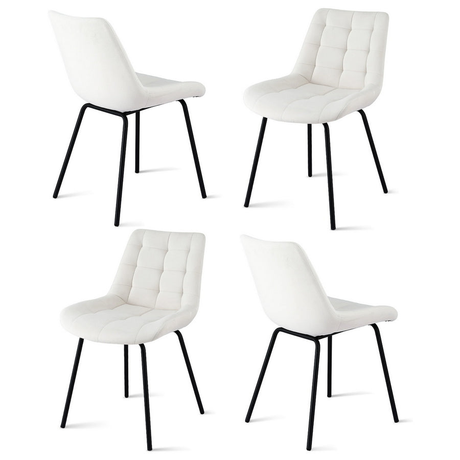 Artiss 4x Dining Chairs Velvet Tufted Kitchen Lounge Cafe Accent Chair Beige