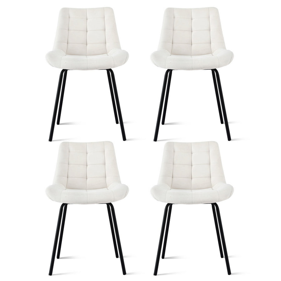Artiss 4x Dining Chairs Velvet Tufted Kitchen Lounge Cafe Accent Chair Beige