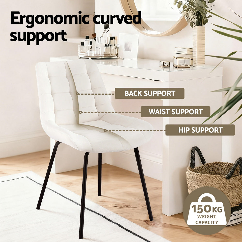 Artiss 4x Dining Chairs Velvet Tufted Kitchen Lounge Cafe Accent Chair Beige