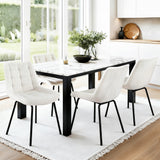 Artiss 4x Dining Chairs Velvet Tufted Kitchen Lounge Cafe Accent Chair Beige - Close-Up Angle