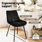 Artiss 2x Dining Chairs Velvet Tufted Kitchen Lounge Cafe Accent Chair Black