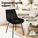 Artiss 2x Dining Chairs Velvet Tufted Kitchen Lounge Cafe Accent Chair Black - Top-Down View
