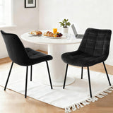Artiss 2x Dining Chairs Velvet Tufted Kitchen Lounge Cafe Accent Chair Black - Close-Up Angle