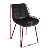 Artiss 4x Dining Chairs Velvet Tufted Kitchen Lounge Cafe Accent Chair Black - Front View
