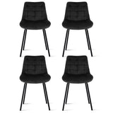 Artiss 4x Dining Chairs Velvet Tufted Kitchen Lounge Cafe Accent Chair Black - Side View