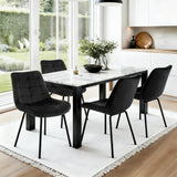 Artiss 4x Dining Chairs Velvet Tufted Kitchen Lounge Cafe Accent Chair Black - Close-Up Angle