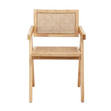 Artiss 1x Dining Chair Wooden Rattan Seat Rubber Wood Frame - Side View