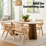 Artiss 2x Dining Chairs Wooden Rattan Seat Rubber Wood Frame - Rear View