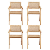 Artiss 4x Dining Chairs Wooden Rattan Seat Rubber Wood Frame - Side View