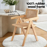 Artiss 4x Dining Chairs Wooden Rattan Seat Rubber Wood Frame - Top-Down View