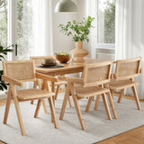Artiss 4x Dining Chairs Wooden Rattan Seat Rubber Wood Frame - Close-Up Angle