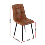 Artiss 4x Dining Chairs Retro PU Leather Kitchen Lounge Cafe Accent Chair Brown - Front View