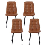 Artiss 4x Dining Chairs Retro PU Leather Kitchen Lounge Cafe Accent Chair Brown - Side View