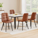 Artiss 4x Dining Chairs Retro PU Leather Kitchen Lounge Cafe Accent Chair Brown - Close-Up Angle