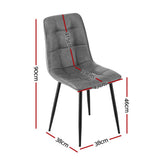Artiss 4x Dining Chairs Retro PU Leather Kitchen Lounge Cafe Accent Chair Grey - Front View