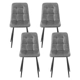 Artiss 4x Dining Chairs Retro PU Leather Kitchen Lounge Cafe Accent Chair Grey - Side View