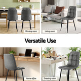 Artiss 4x Dining Chairs Retro PU Leather Kitchen Lounge Cafe Accent Chair Grey - 45-Degree Angle