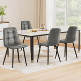 Artiss 4x Dining Chairs Retro PU Leather Kitchen Lounge Cafe Accent Chair Grey - Close-Up Angle