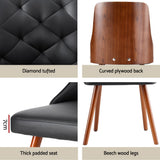 1 Set of 4 Artiss Dining Chairs Black PU - Rear View