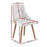 1 Set of 2 Artiss Dining Chairs White PU - Front View