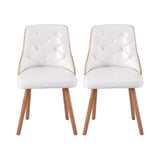 1 Set of 2 Artiss Dining Chairs White PU - Side View