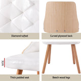 1 Set of 2 Artiss Dining Chairs White PU - Rear View