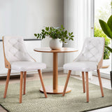 1 Set of 2 Artiss Dining Chairs White PU - Close-Up Angle