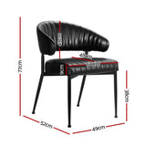 Artiss Dining Chairs Set of 2 Leather Hollow Armchair Black - Front View