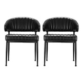 Artiss Dining Chairs Set of 2 Leather Hollow Armchair Black - Side View
