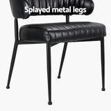 Artiss Dining Chairs Set of 2 Leather Hollow Armchair Black - Rear View