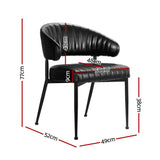 Artiss Dining Chairs Set of 4 Leather Hollow Armchair Black - Front View